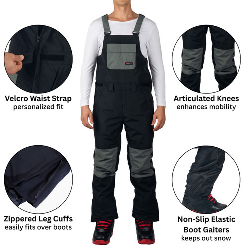 Alpine Swiss Mens Snow Bib 10K Waterproof Ski Overalls Insulated